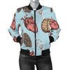 Anatomy Pattern Print Women Casual Bomber Jacket-grizzshop