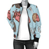 Anatomy Pattern Print Women Casual Bomber Jacket-grizzshop