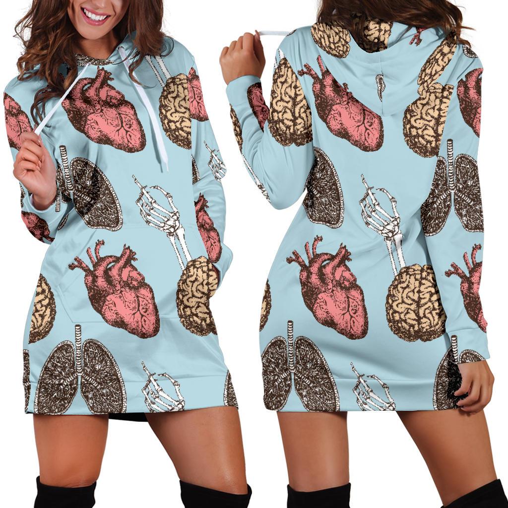 Anatomy Pattern Print Women Hoodie Dress-grizzshop