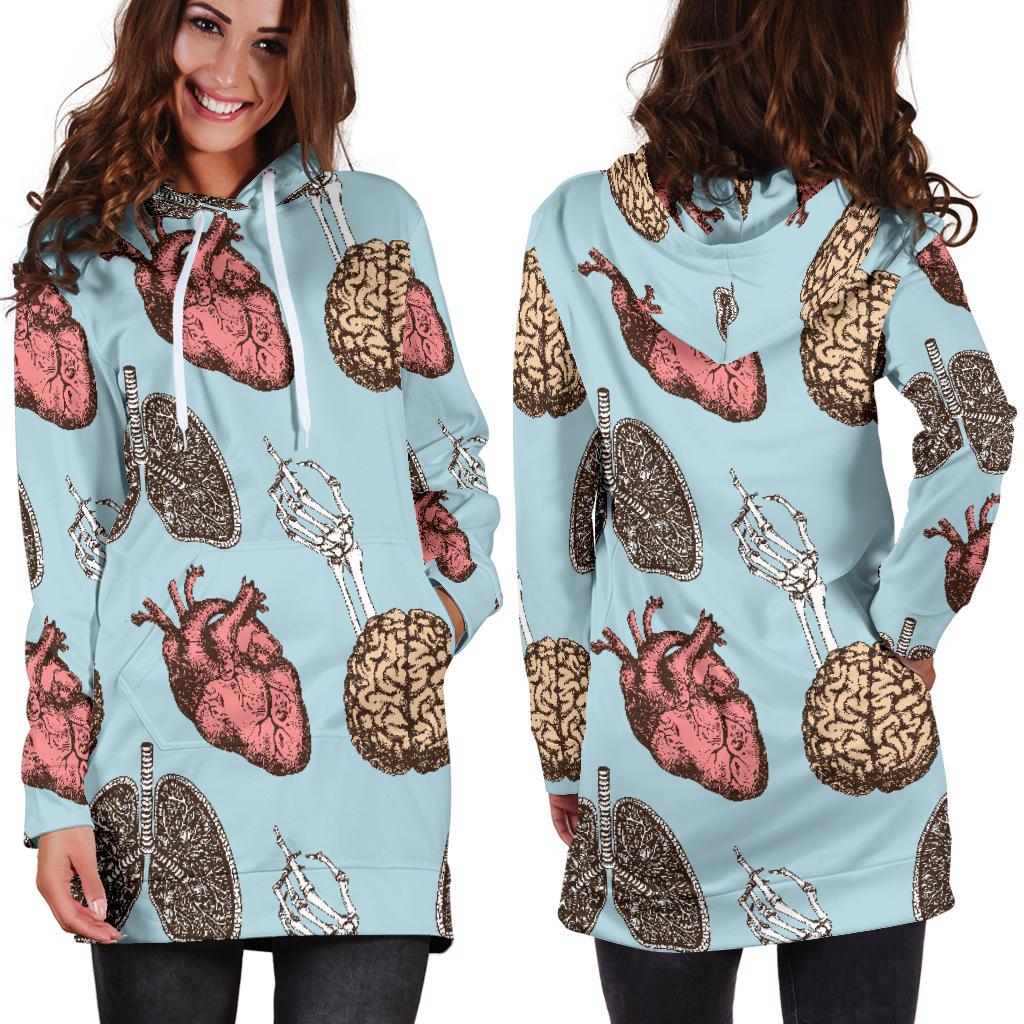 Anatomy Pattern Print Women Hoodie Dress-grizzshop