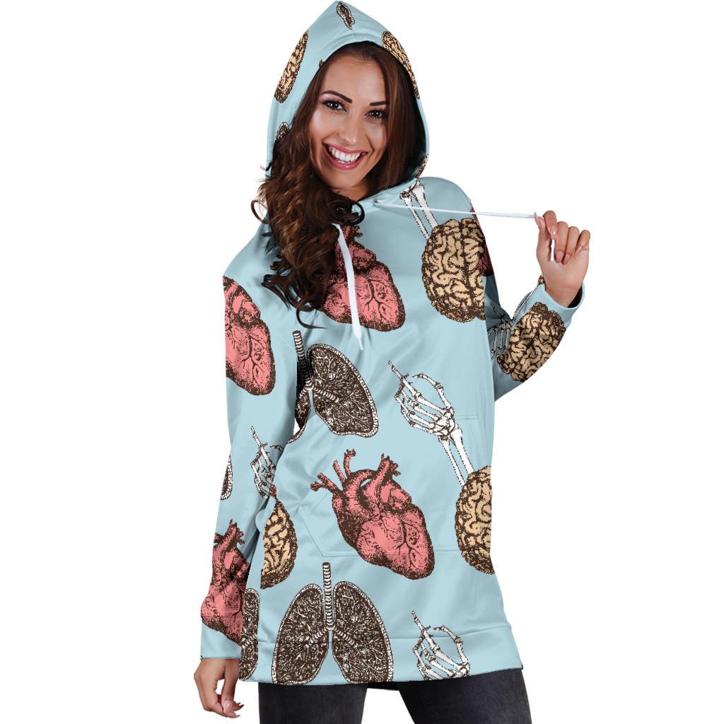 Anatomy Pattern Print Women Hoodie Dress-grizzshop