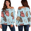 Anatomy Pattern Print Women Off Shoulder Sweatshirt-grizzshop