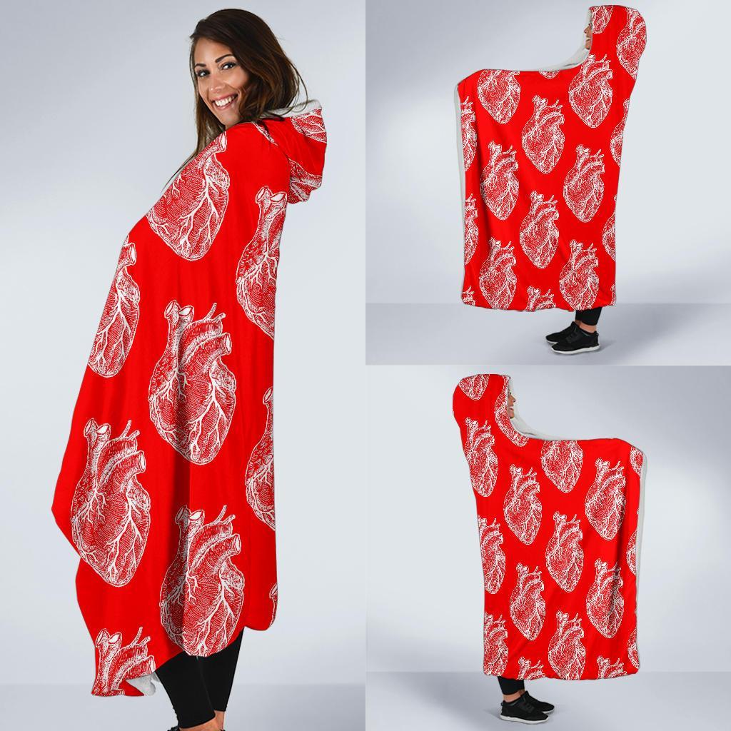 Anatomy Print Pattern Hooded Blanket-grizzshop