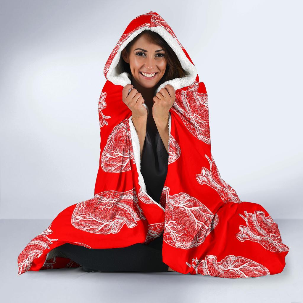 Anatomy Print Pattern Hooded Blanket-grizzshop
