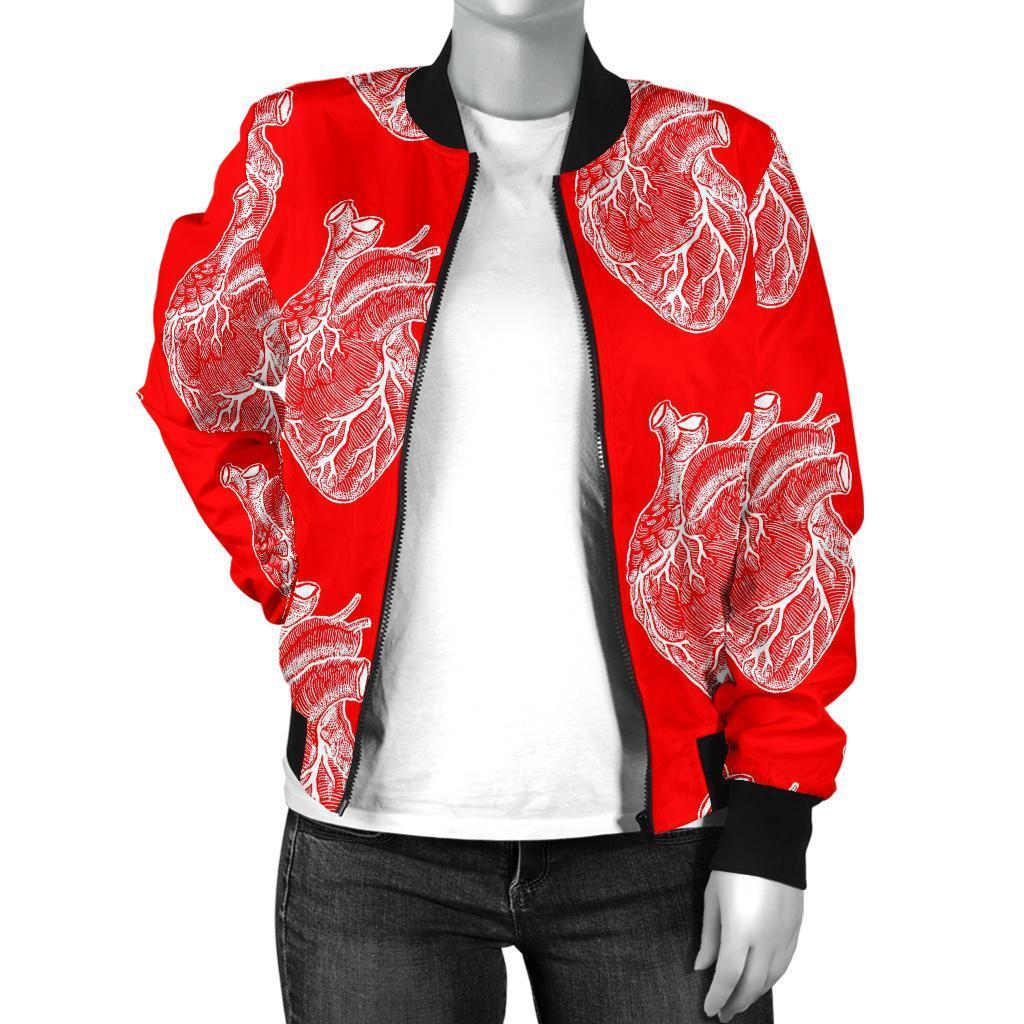 Anatomy Print Pattern Women Casual Bomber Jacket-grizzshop