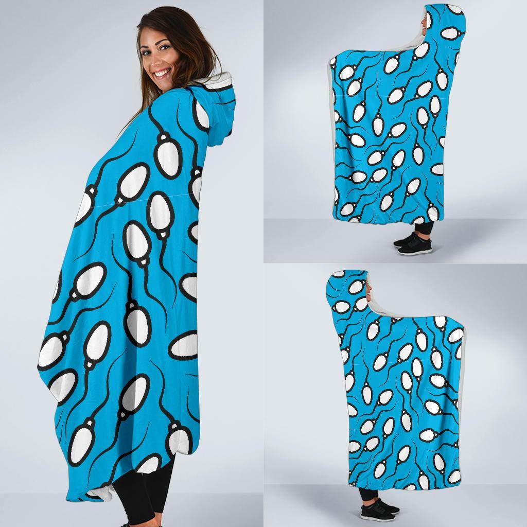 Anatomy Sperm Pattern Print Hooded Blanket-grizzshop