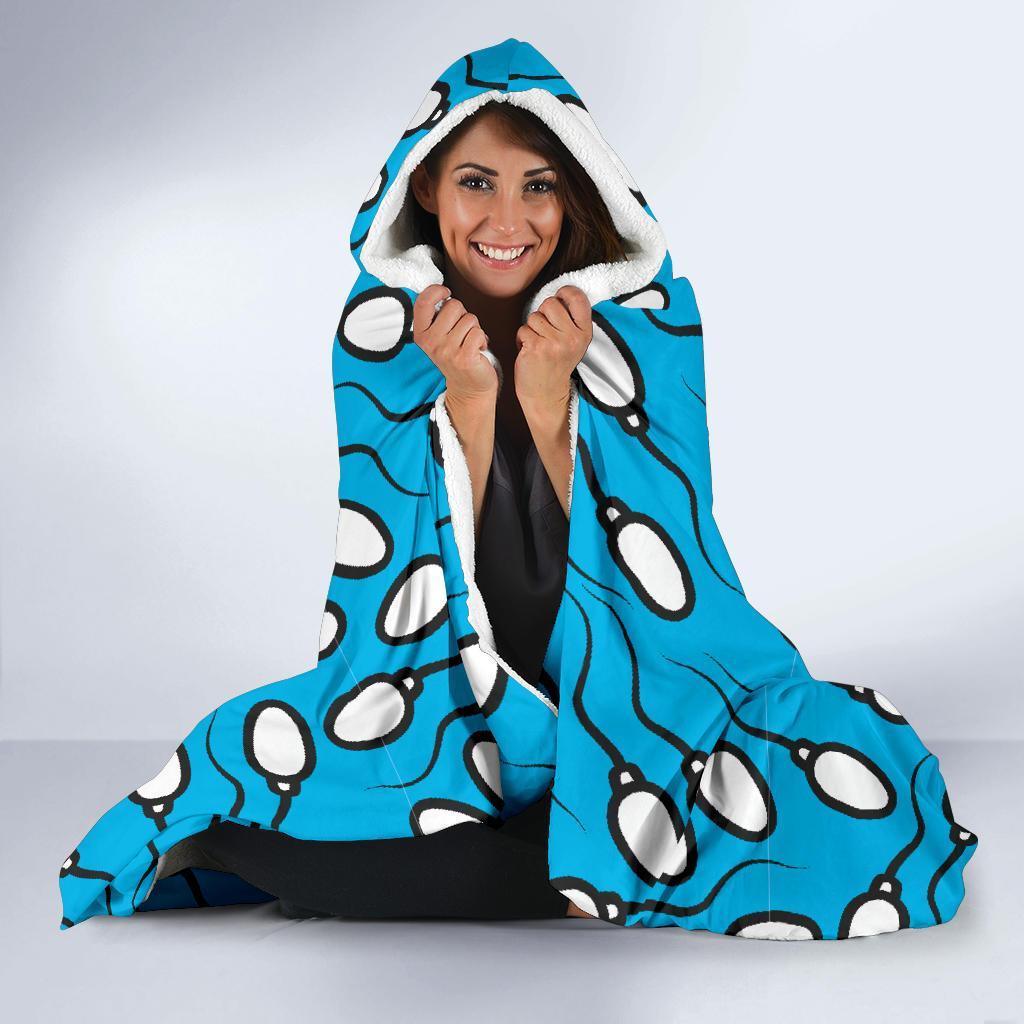 Anatomy Sperm Pattern Print Hooded Blanket-grizzshop