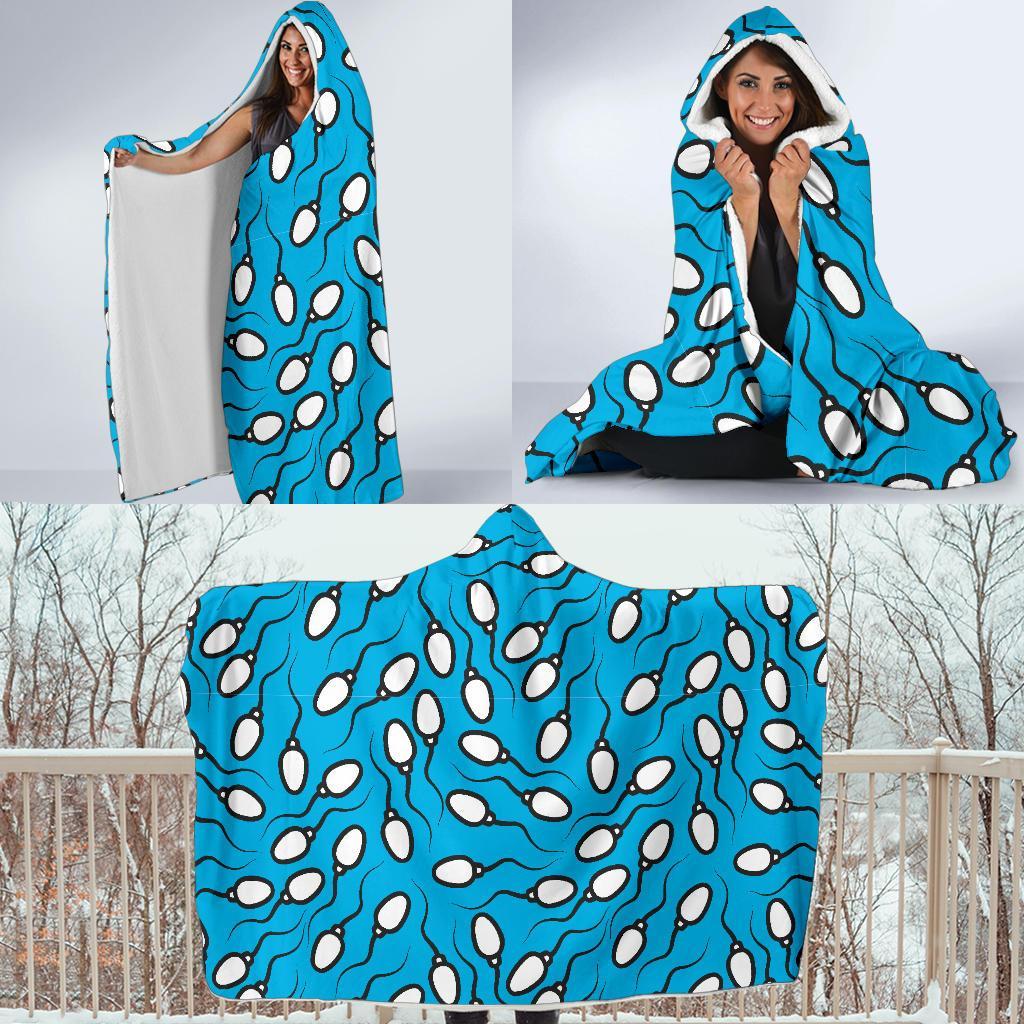 Anatomy Sperm Pattern Print Hooded Blanket-grizzshop