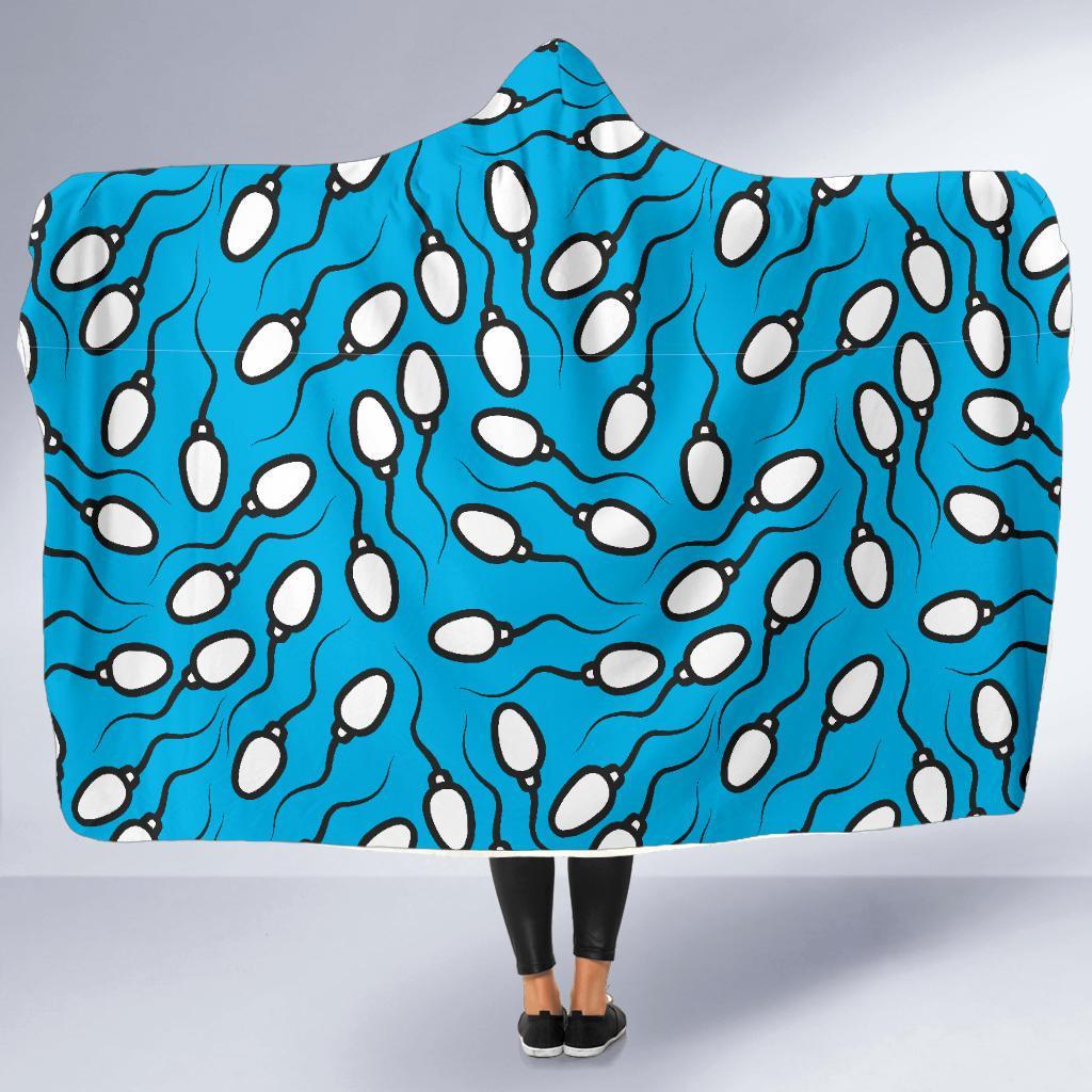 Anatomy Sperm Pattern Print Hooded Blanket-grizzshop
