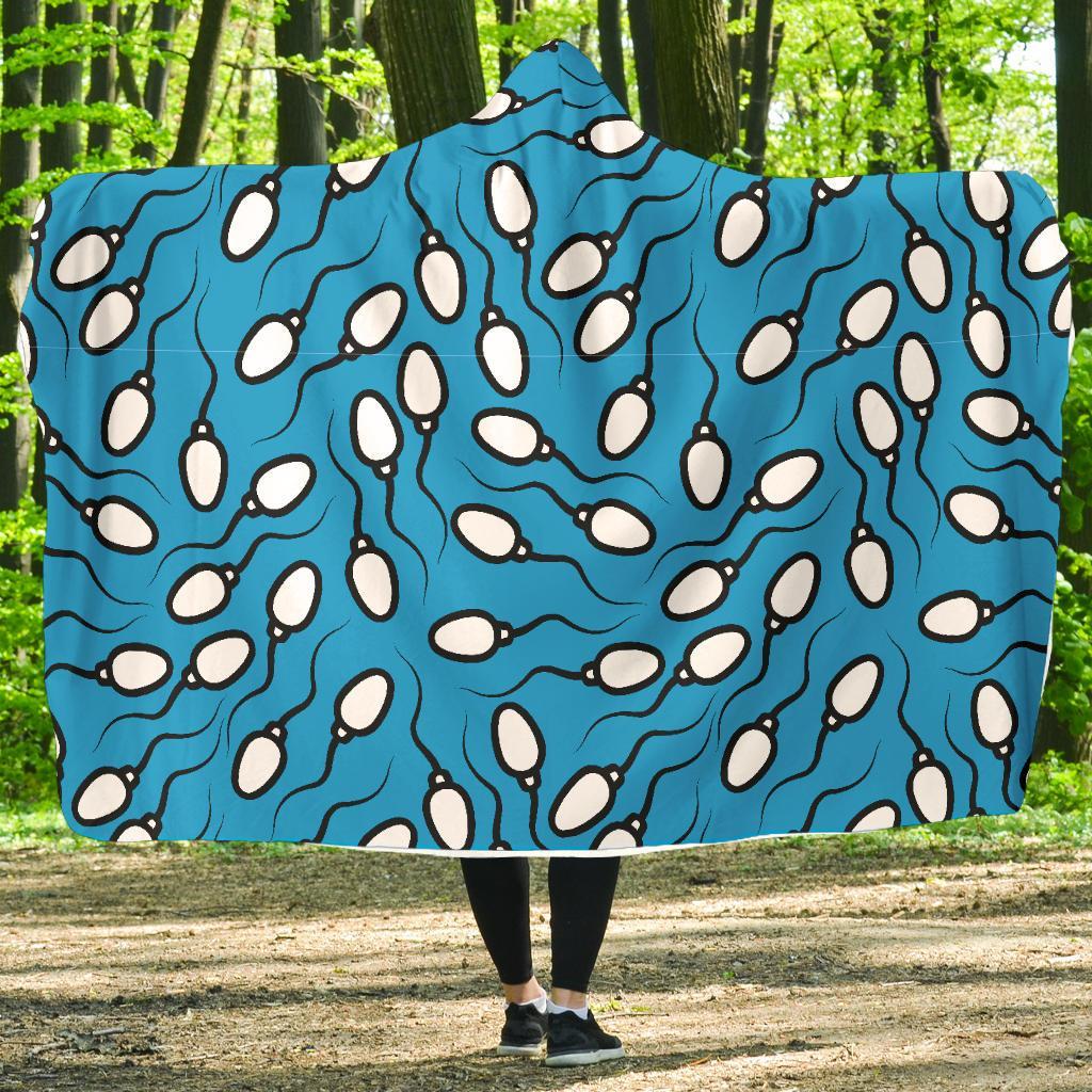 Anatomy Sperm Pattern Print Hooded Blanket-grizzshop