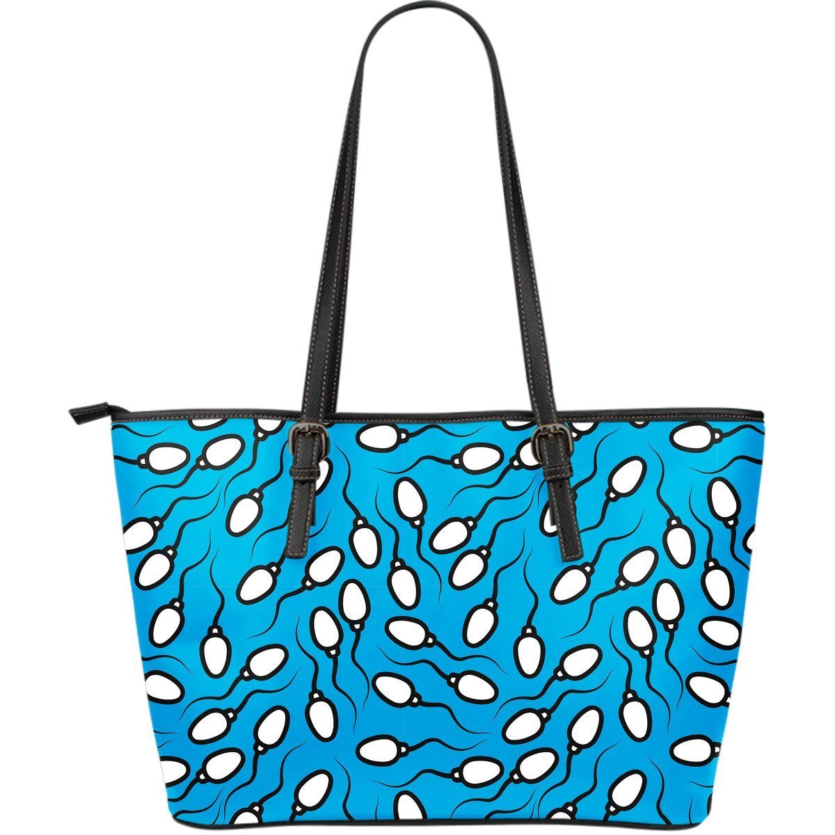 Anatomy Sperm Pattern Print Leather Tote Bag-grizzshop