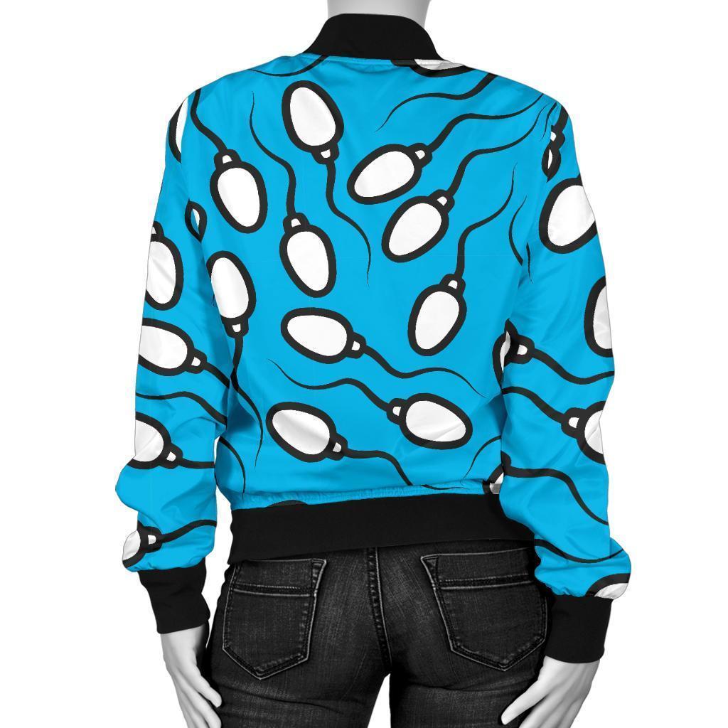 Anatomy Sperm Pattern Print Women Casual Bomber Jacket-grizzshop