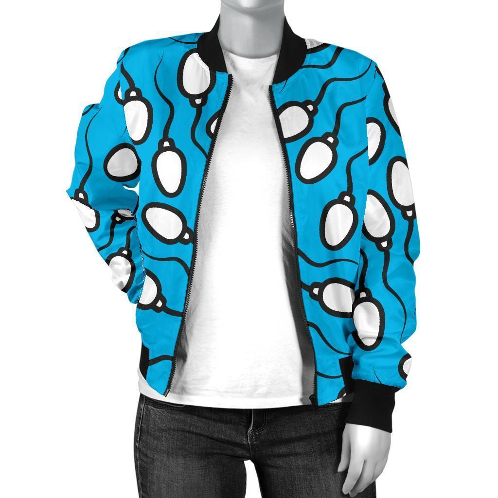 Anatomy Sperm Pattern Print Women Casual Bomber Jacket-grizzshop