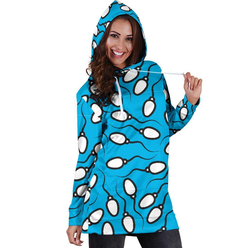 Anatomy Sperm Pattern Print Women Hoodie Dress-grizzshop