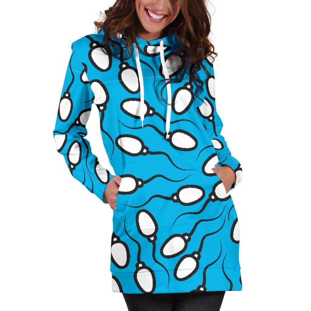 Anatomy Sperm Pattern Print Women Hoodie Dress-grizzshop