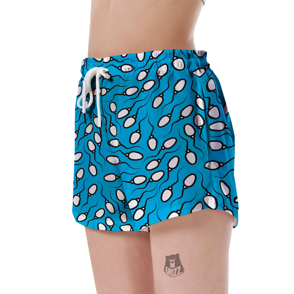 Anatomy Sperm Pattern Print Women's Shorts-grizzshop