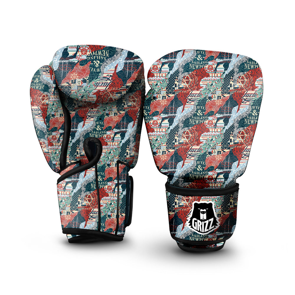 Anchor Abstract Nautical Print Pattern Boxing Gloves-grizzshop