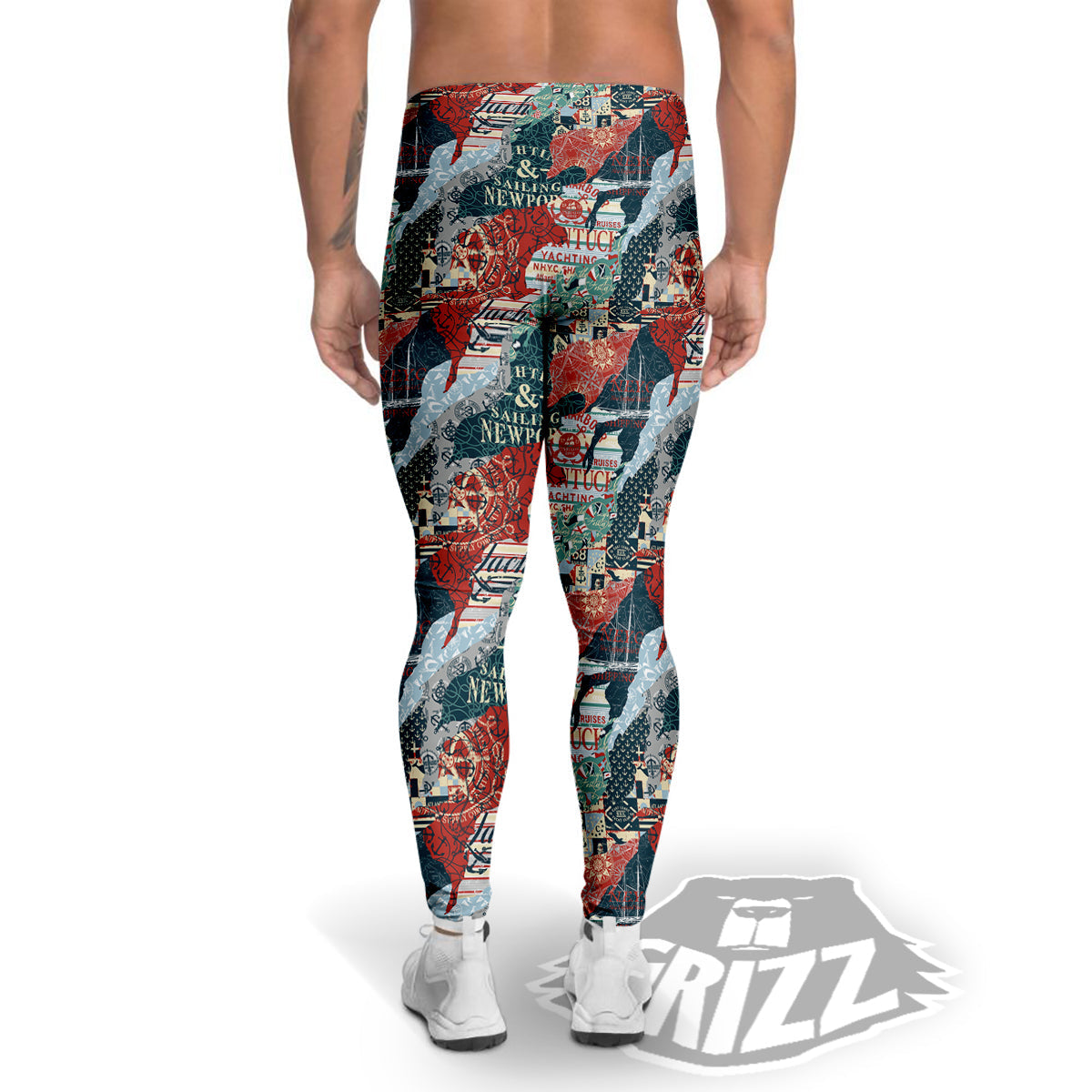 Anchor Abstract Nautical Print Pattern Men's Leggings-grizzshop