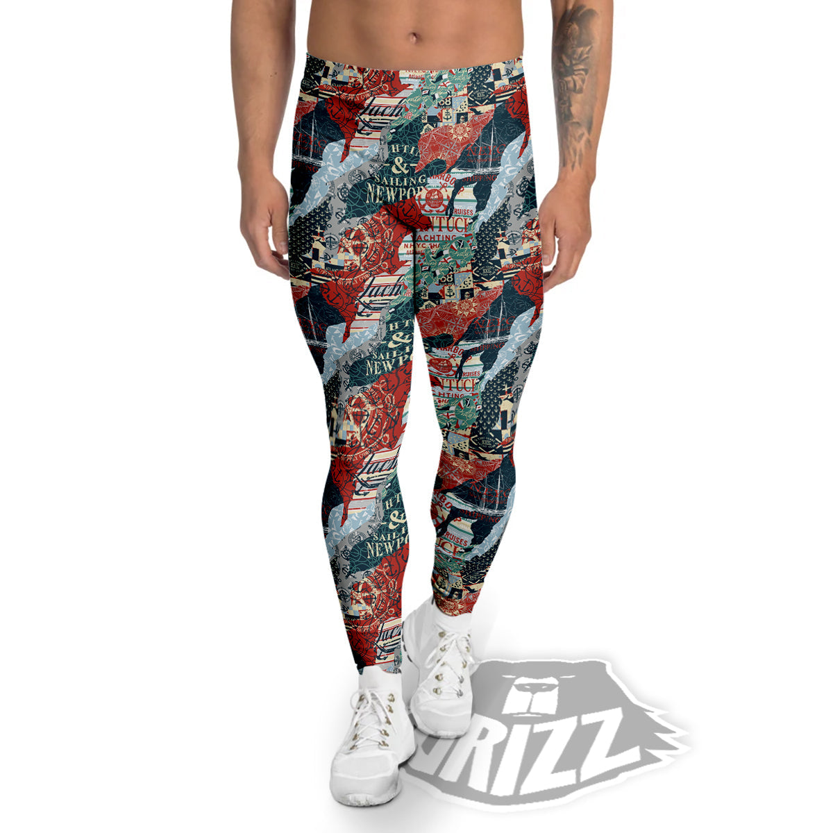 Anchor Abstract Nautical Print Pattern Men's Leggings-grizzshop
