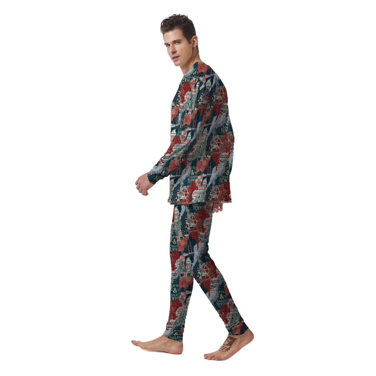 Anchor Abstract Nautical Print Pattern Men's Pajamas-grizzshop