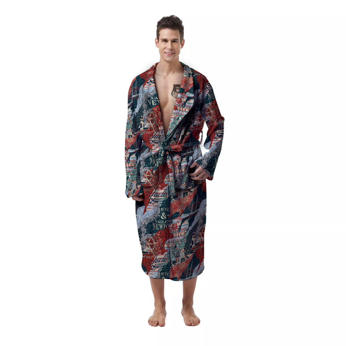 Anchor Abstract Nautical Print Pattern Men's Robe-grizzshop