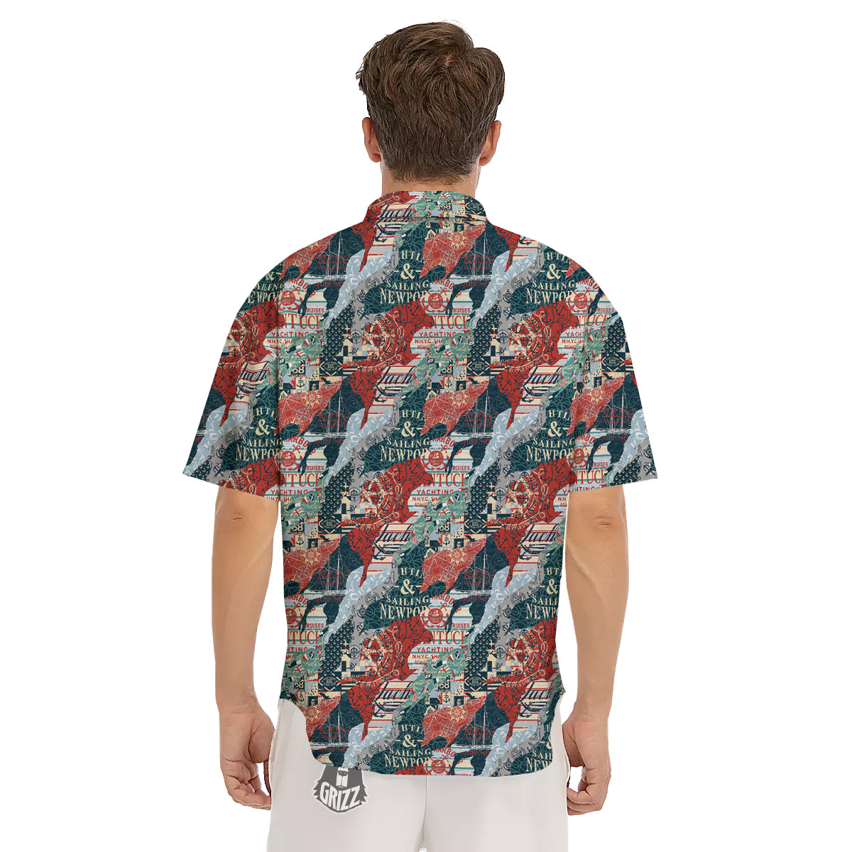 Anchor Abstract Nautical Print Pattern Men's Short Sleeve Shirts-grizzshop