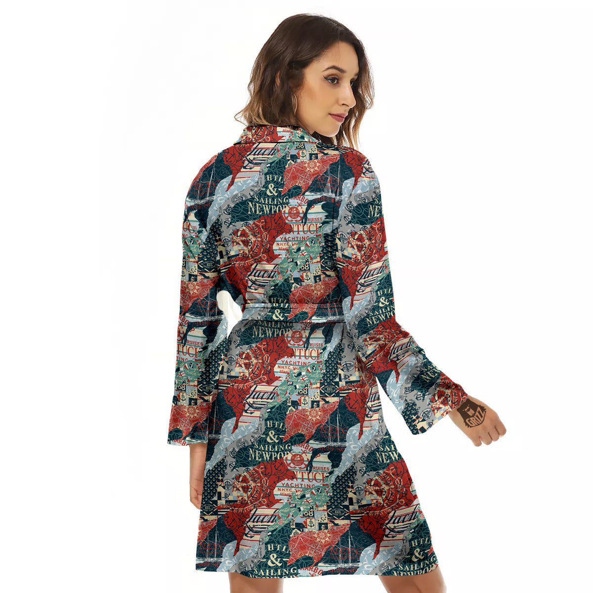 Anchor Abstract Nautical Print Pattern Women's Robe-grizzshop