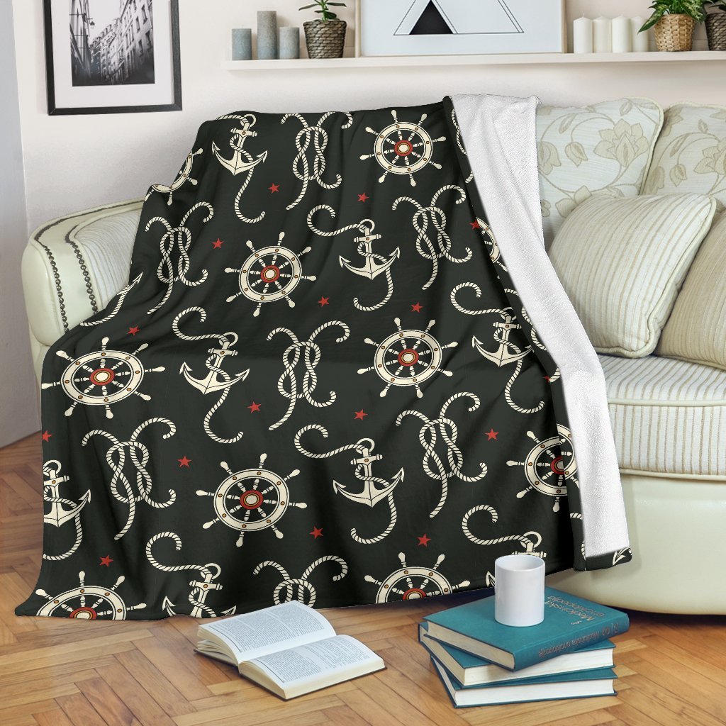 Anchor Nautical Pattern Print Blanket-grizzshop