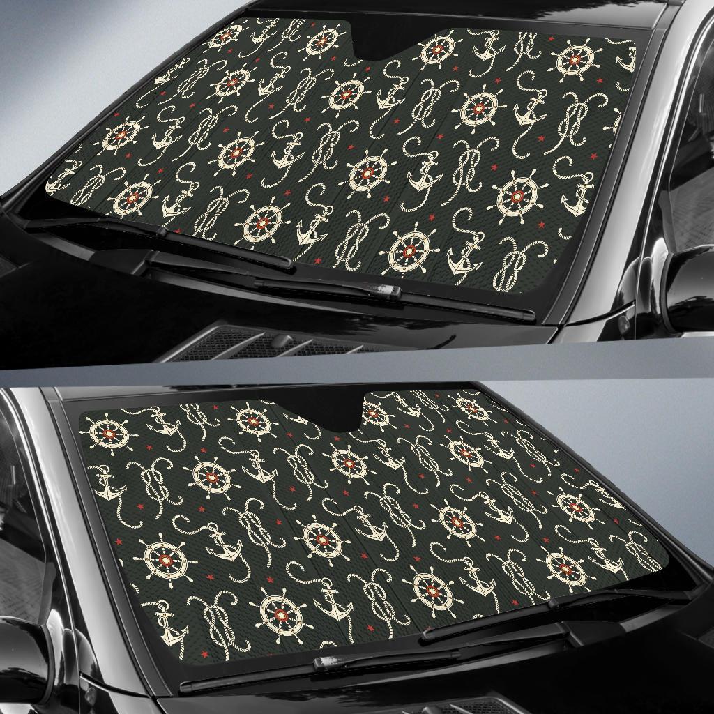 Anchor Nautical Pattern Print Car Sun Shade-grizzshop