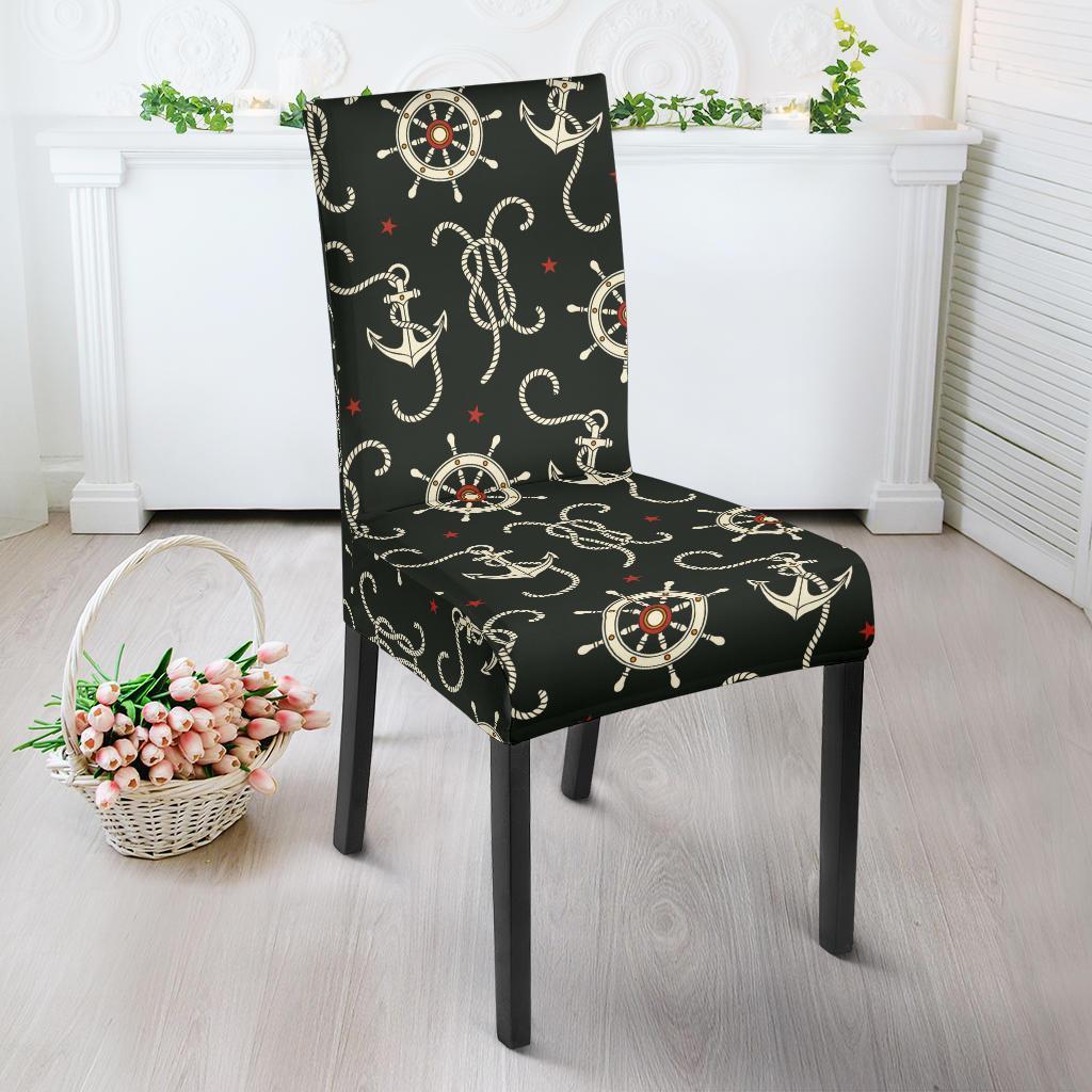 Anchor Nautical Pattern Print Chair Cover-grizzshop