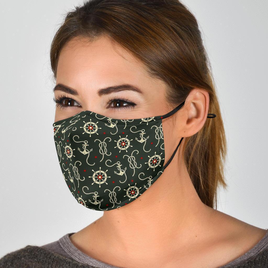 Anchor Nautical Pattern Print Face Mask-grizzshop