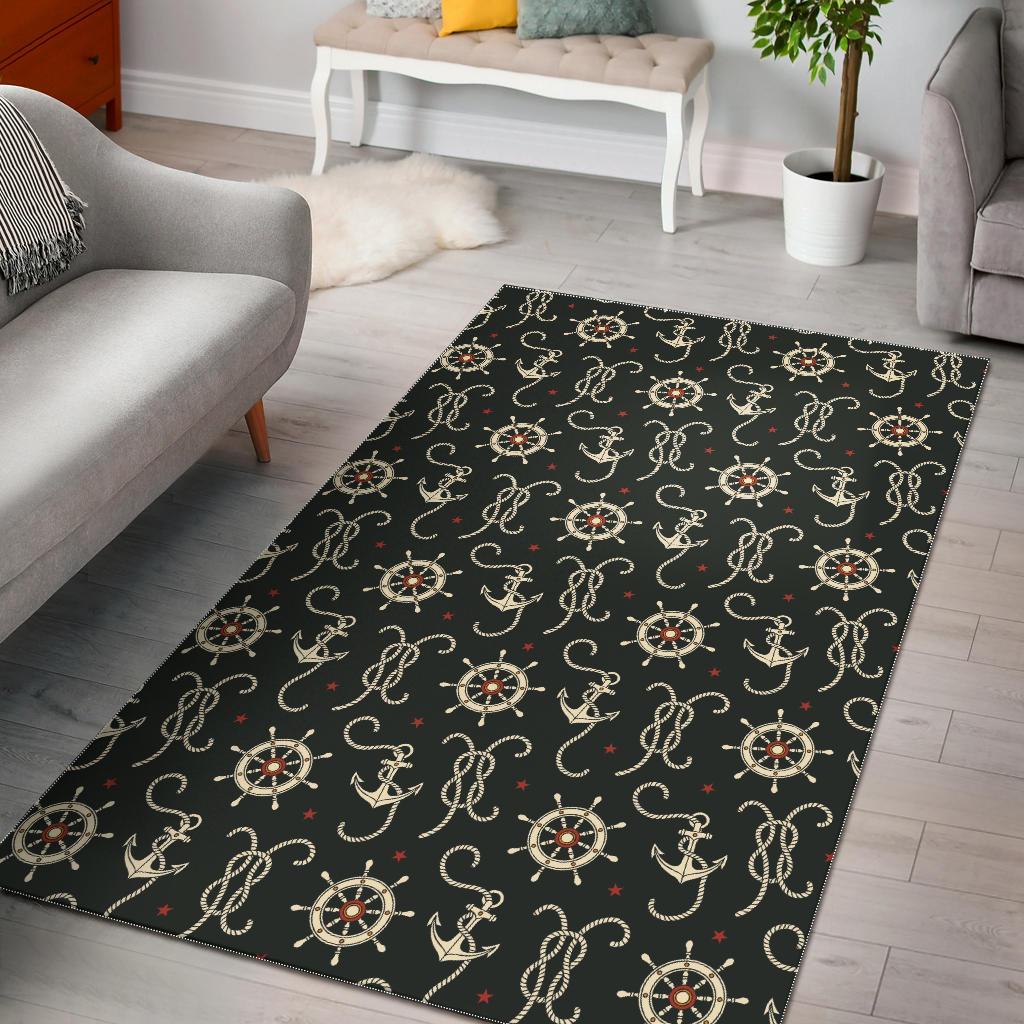 Anchor Nautical Pattern Print Floor Mat-grizzshop