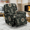 Anchor Nautical Pattern Print Recliner Cover-grizzshop