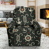 Anchor Nautical Pattern Print Recliner Cover-grizzshop
