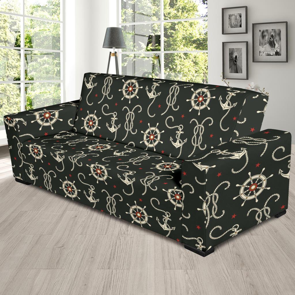 Anchor Nautical Pattern Print Sofa Covers-grizzshop