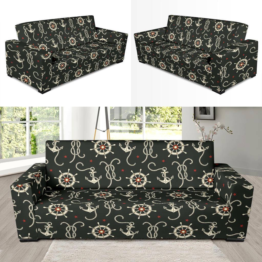 Anchor Nautical Pattern Print Sofa Covers-grizzshop