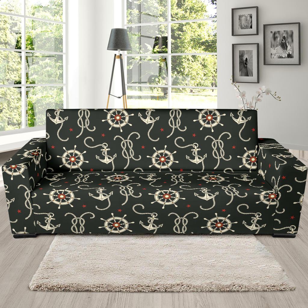 Anchor Nautical Pattern Print Sofa Covers-grizzshop