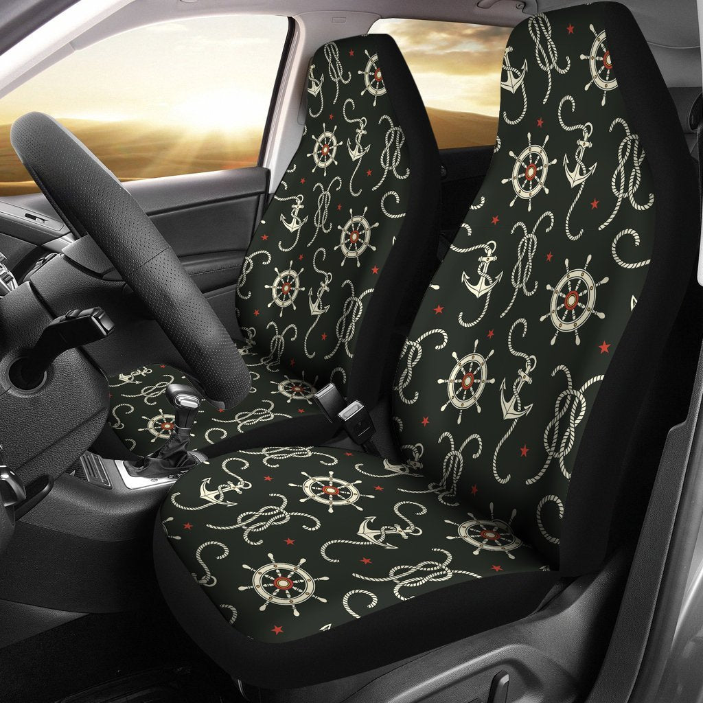 Anchor Nautical Pattern Print Universal Fit Car Seat Cover-grizzshop