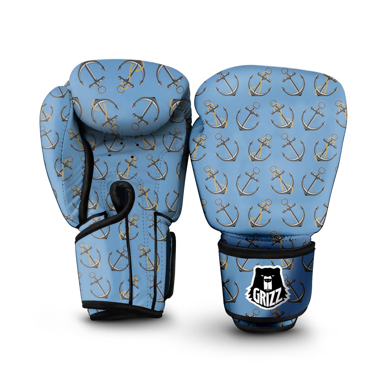 Anchor Nautical Print Pattern Boxing Gloves-grizzshop