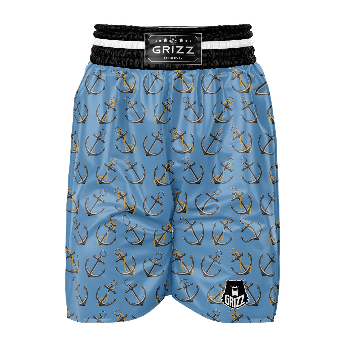 Anchor Nautical Print Pattern Boxing Shorts-grizzshop