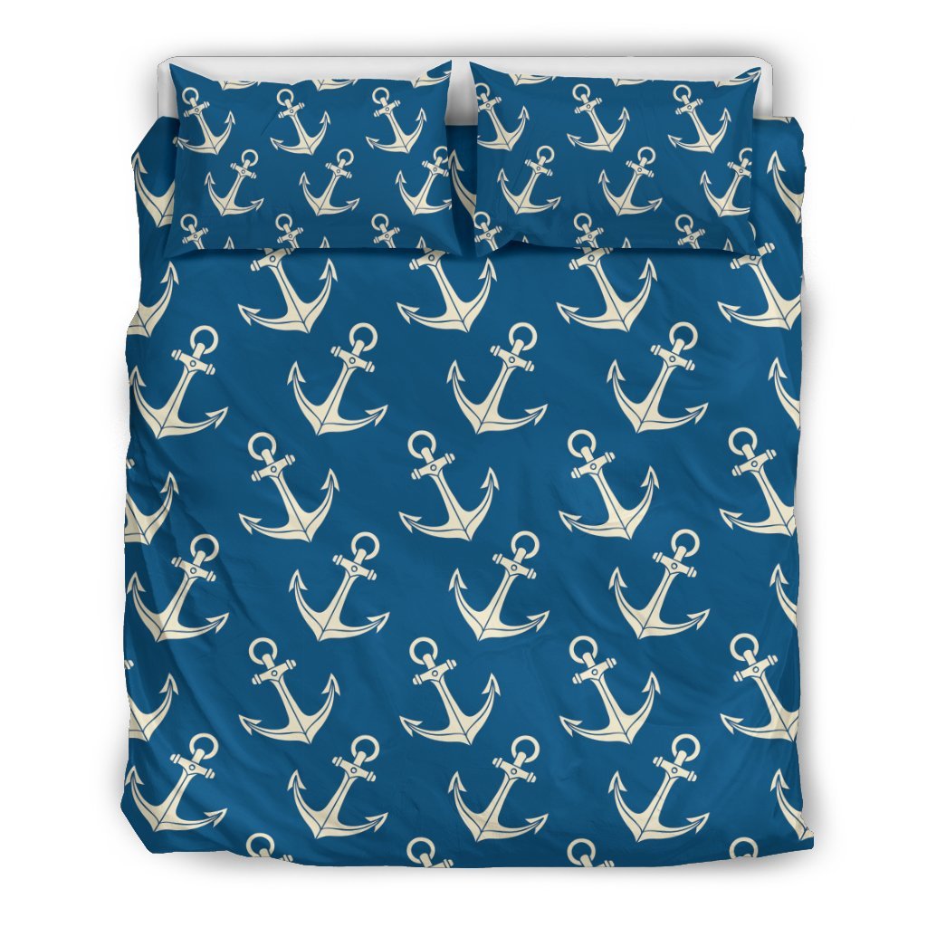 Anchor Nautical Print Pattern Duvet Cover Bedding Set-grizzshop