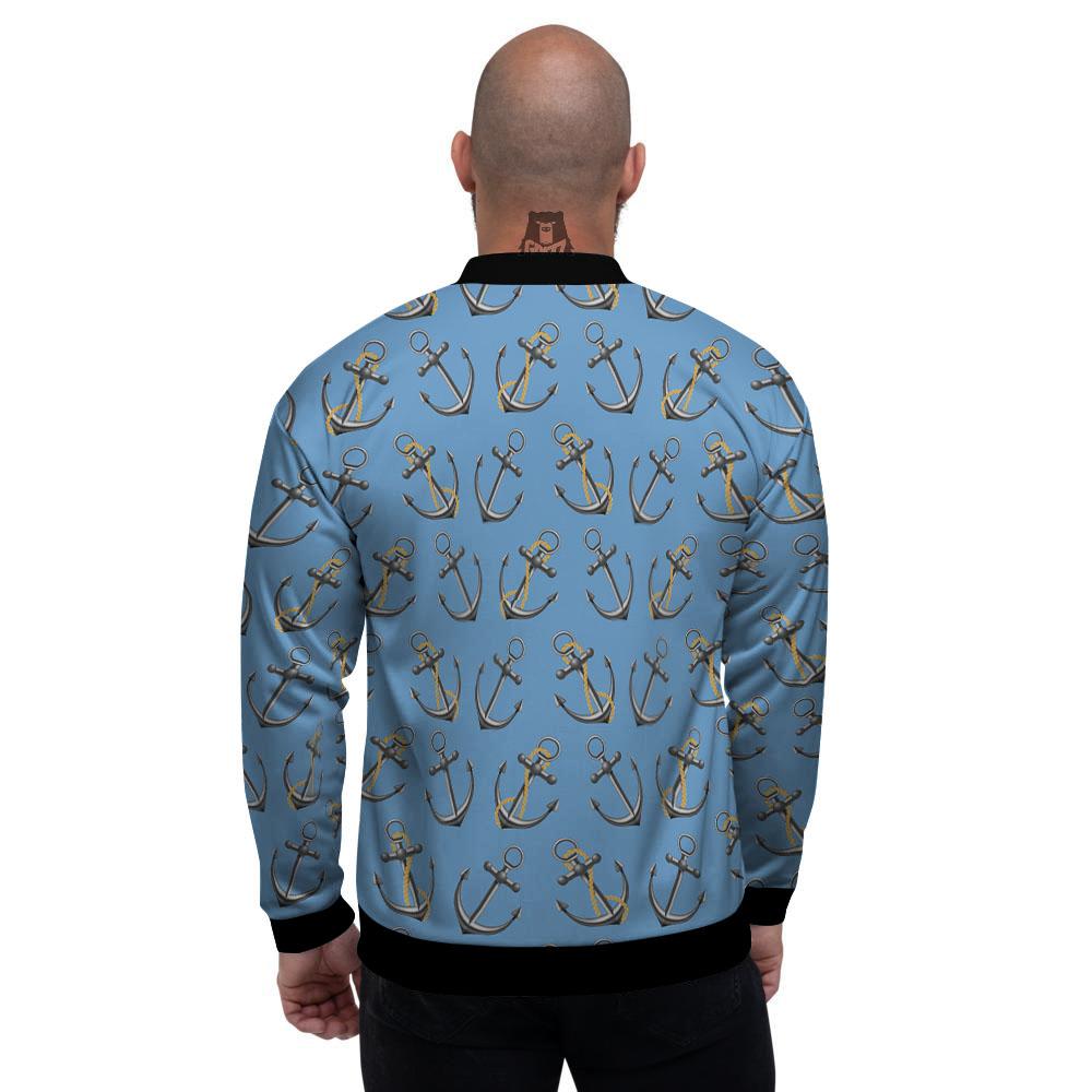 Anchor Nautical Print Pattern Men's Bomber Jacket-grizzshop