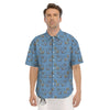 Anchor Nautical Print Pattern Men's Short Sleeve Shirts-grizzshop