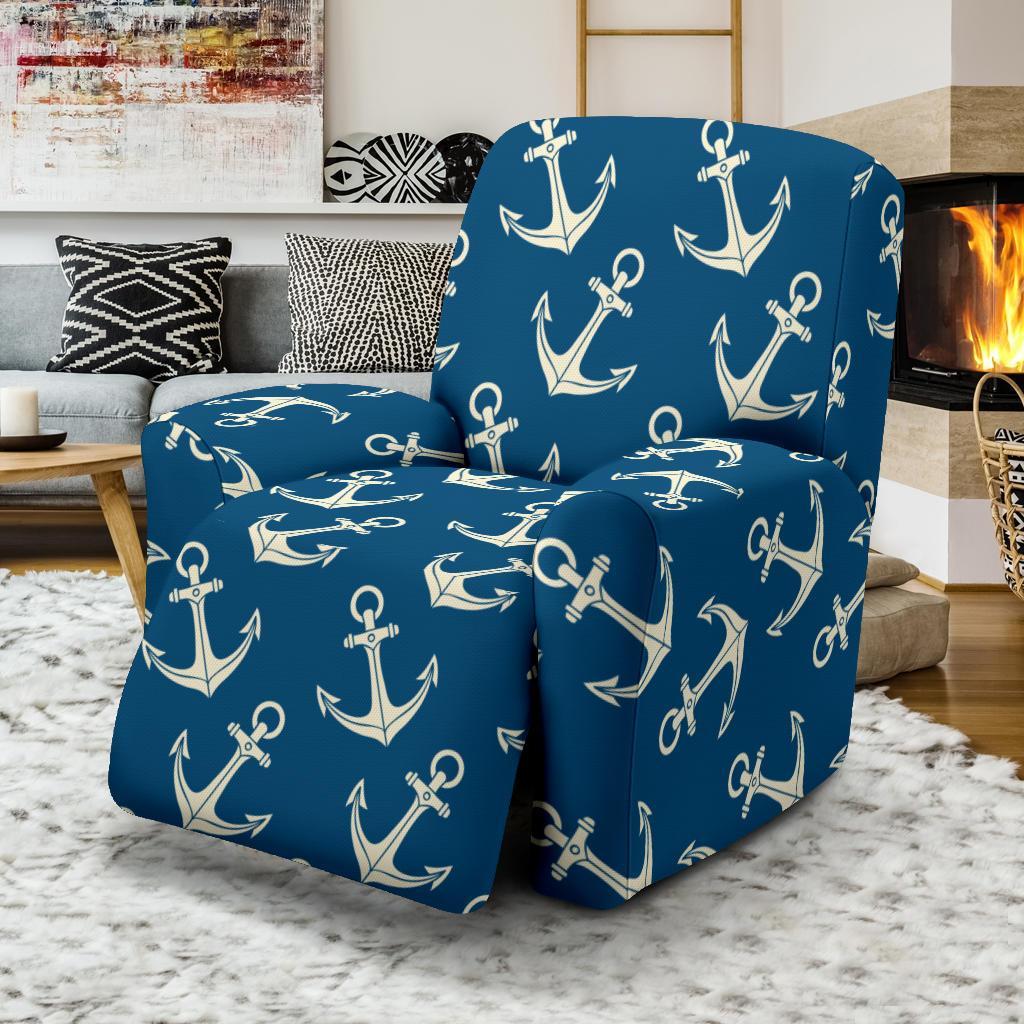 Anchor Nautical Print Pattern Recliner Cover-grizzshop