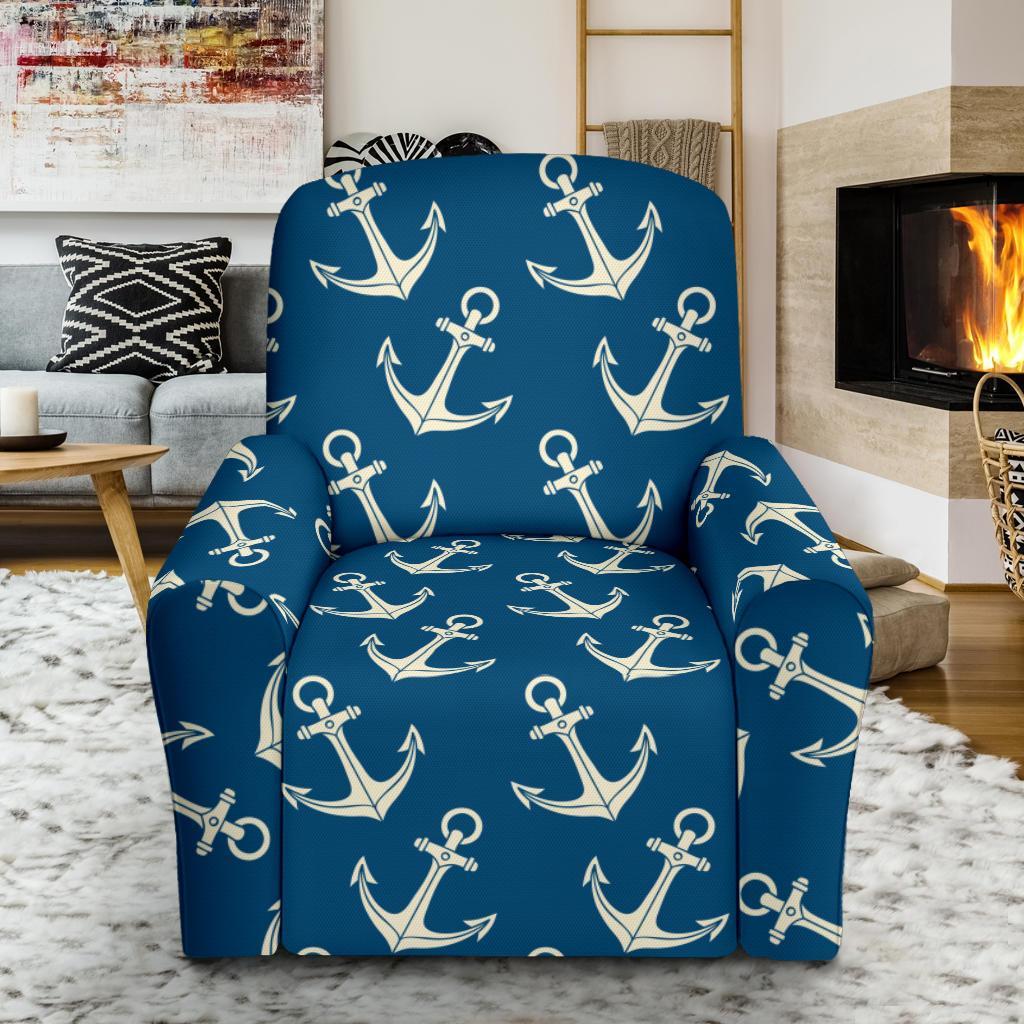 Anchor Nautical Print Pattern Recliner Cover-grizzshop