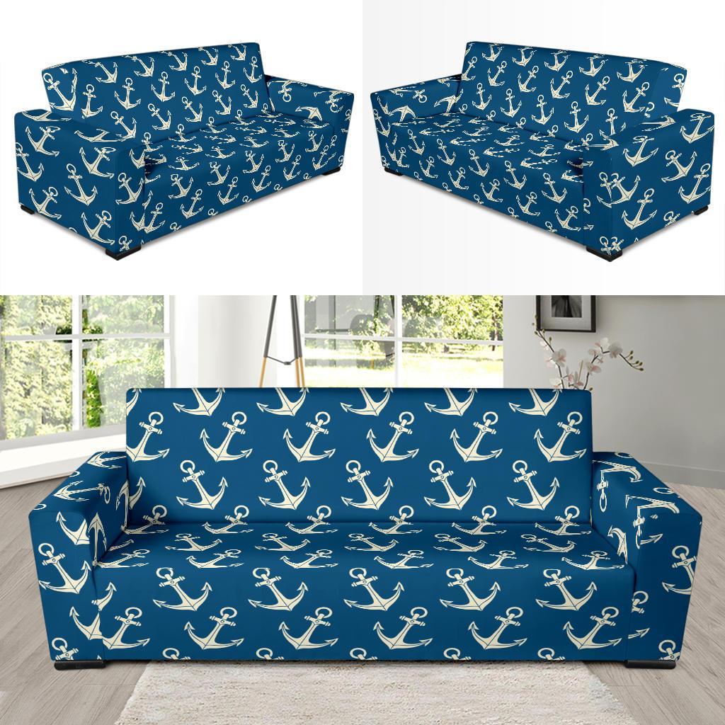 Anchor Nautical Print Pattern Sofa Covers-grizzshop