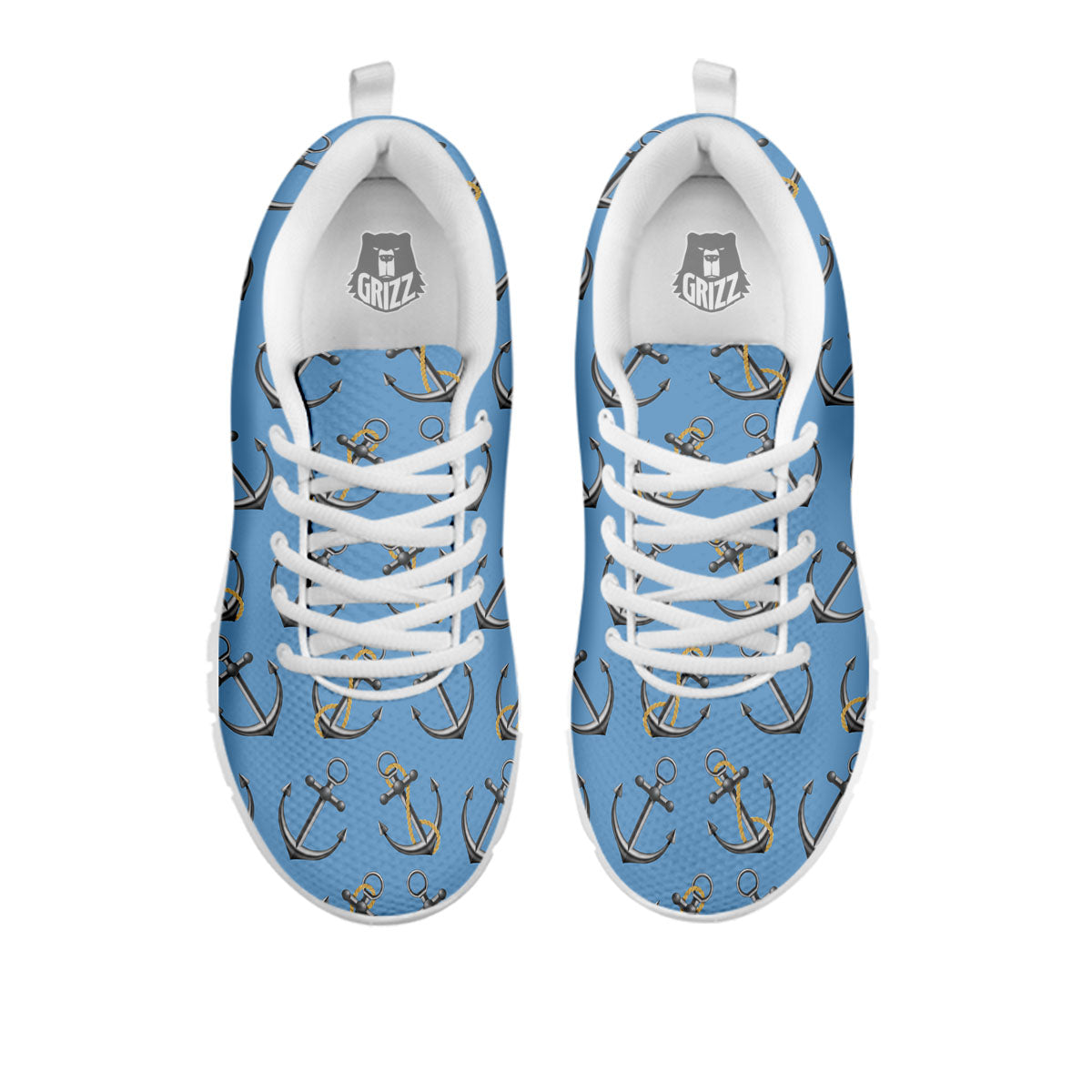 Anchor Nautical Print Pattern White Sneaker-grizzshop