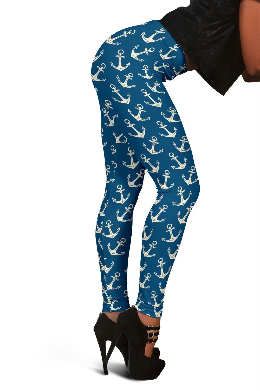 Anchor Nautical Print Pattern Women Leggings-grizzshop