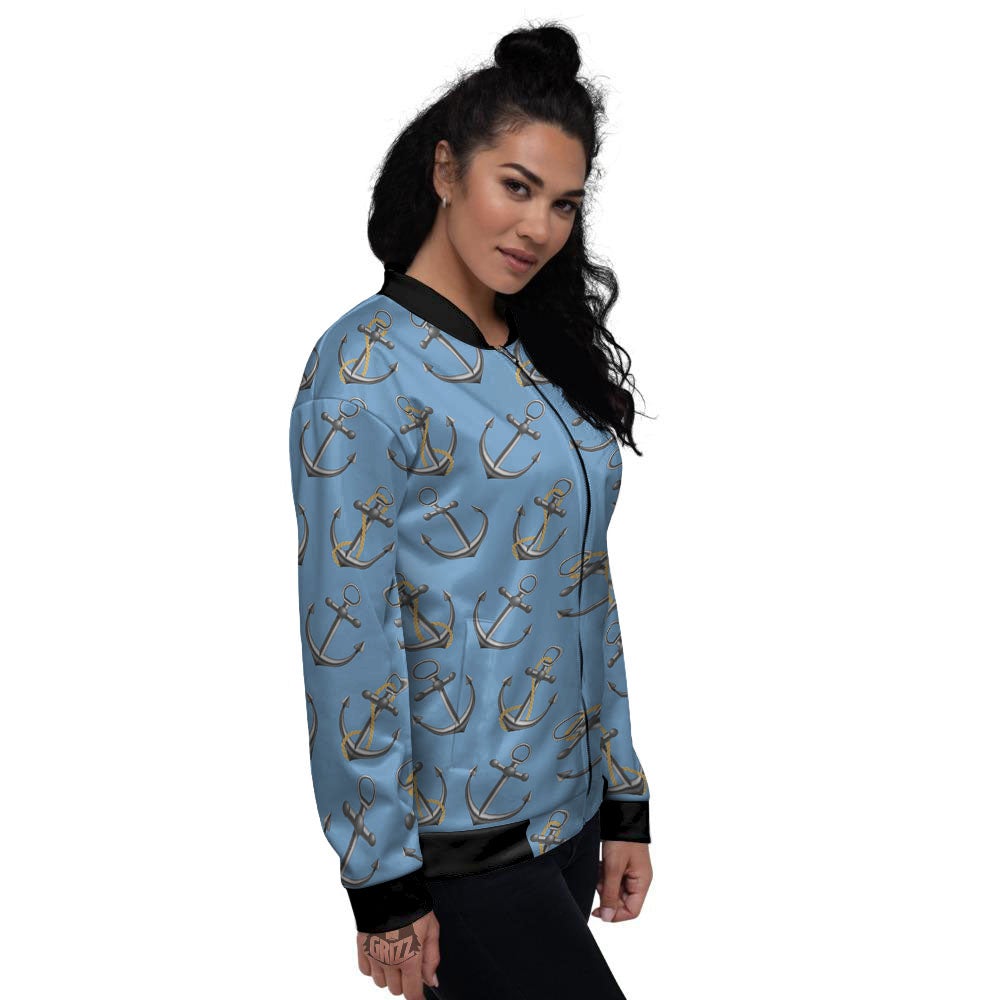 Anchor Nautical Print Pattern Women's Bomber Jacket-grizzshop