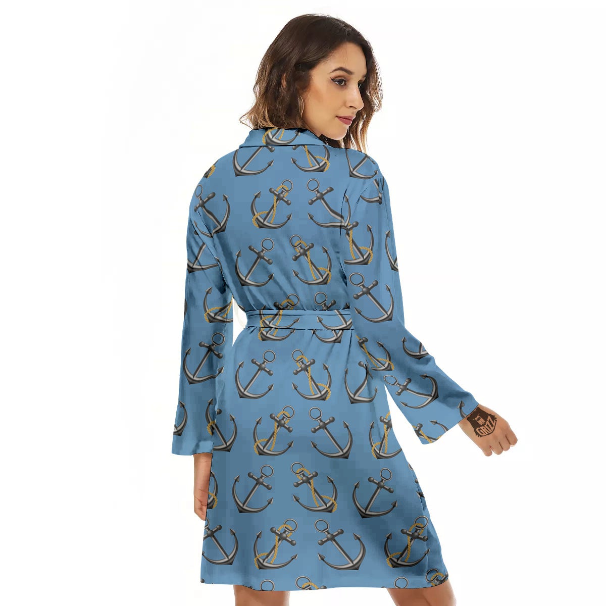 Anchor Nautical Print Pattern Women's Robe-grizzshop